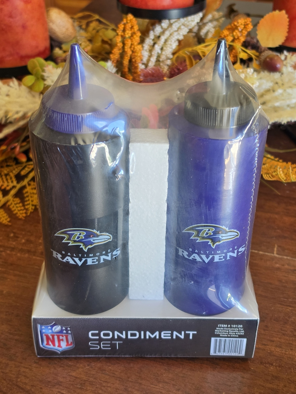 🌿 NWT Baltimore Ravens NFL Condiment Squeeze Bottle Set of 2